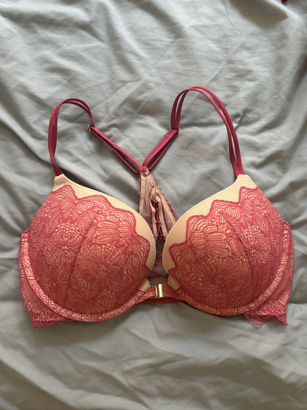 Victoria's Secret Pink Coral Lace Plunge Bra